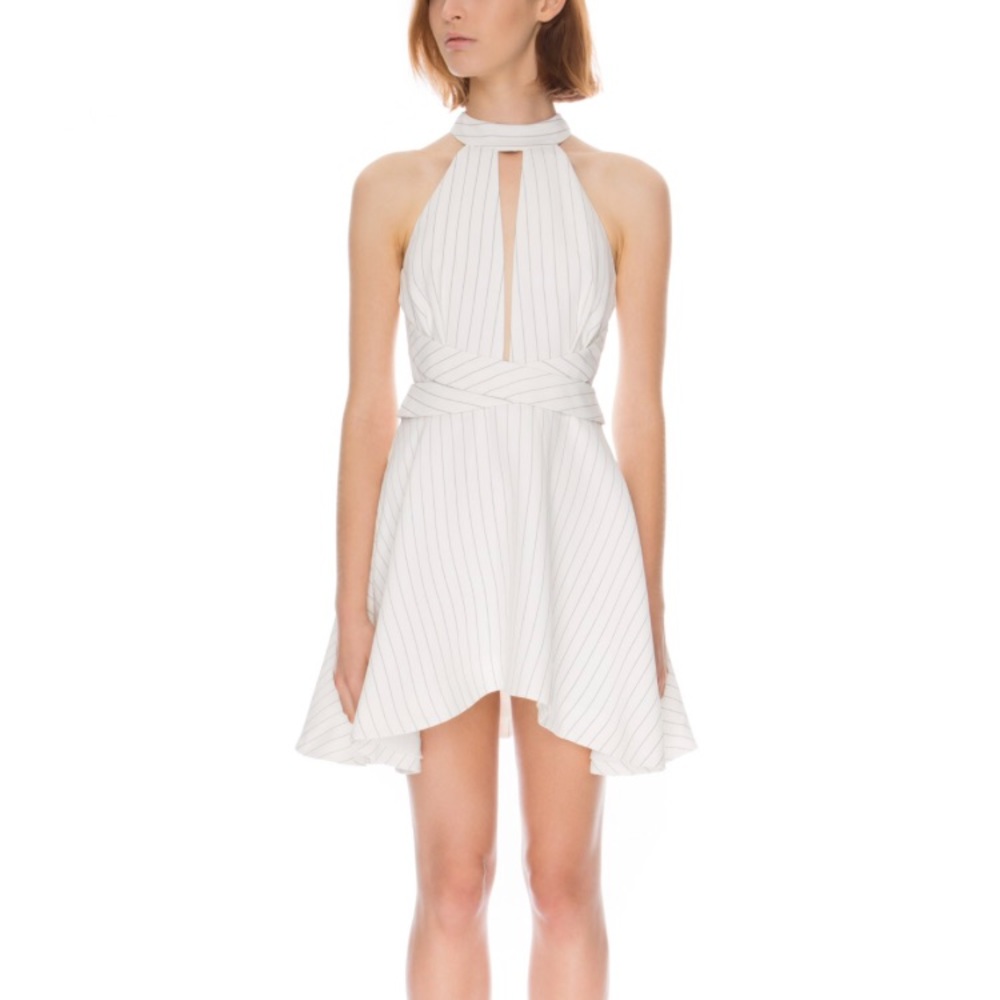 C/meo collective white pinstripe dress